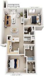 2 beds, 2 baths, 980 sqft, $1,535