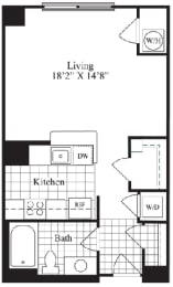 Studio, 1 bath, 588 sqft, $1,761