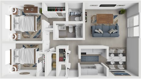 2 beds, 2 baths, 1,025 sqft, $1,250