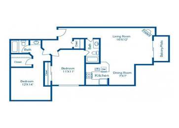 2 beds, 2 baths, 1,070 sqft, $2,759