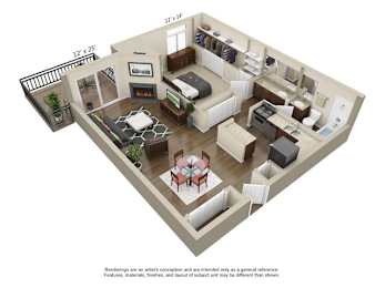 1 bed, 1 bath, 745 sqft, $1,398