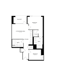 2 beds, 2 baths, 876 sqft, $3,125