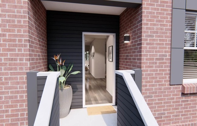 a render of the front door of a house at Brownstones at Palisade Park, Broomfield