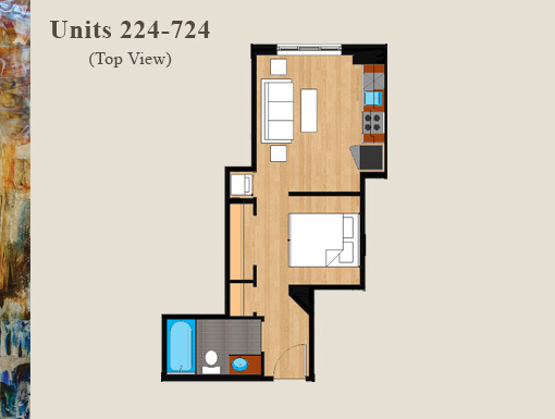 1 bed, 1 bath, $3,500, Unit 724