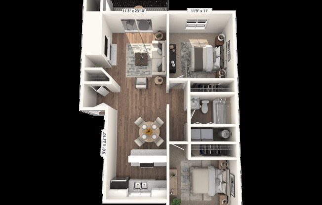 2 beds, 1 bath, 834 sqft, $2,102