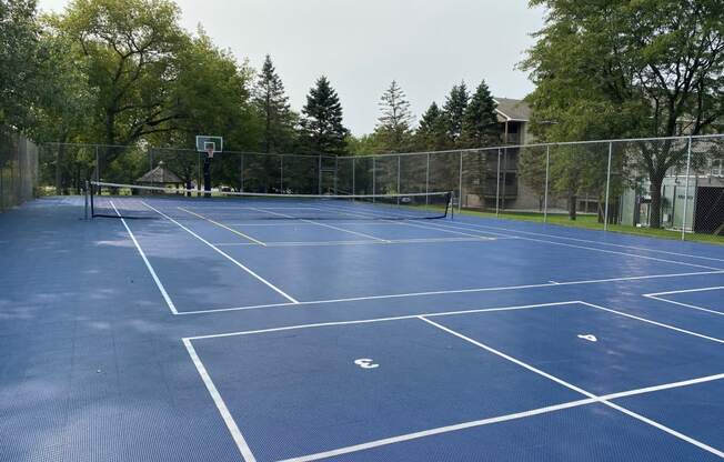 Sport court with tennis and foursquare