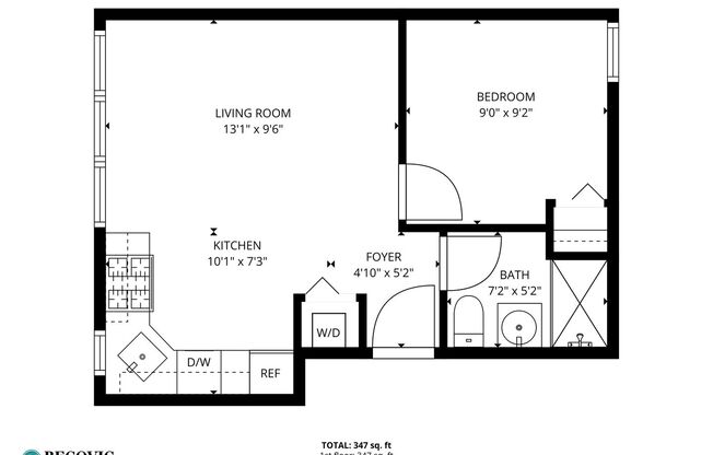 1 bed, 1 bath, 347 sqft, $1,650, Unit 107