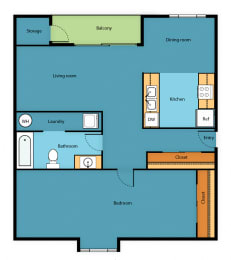 1 bed, 1 bath, 714 sqft, $1,572