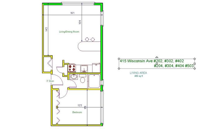 1 bed, 1 bath, 550 sqft, $1,275, Unit 204