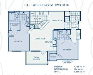 2 beds, 2 baths, 1,125 sqft, $1,360