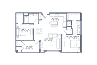 2 beds, 2 baths, 1,101 sqft, $2,725