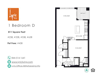 1 bed, 1 bath, 811 sqft, $1,725