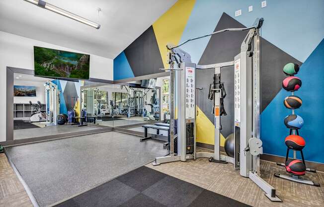 the gym at the flats at big tex apartments  at Sunset Ridge, San Antonio, TX