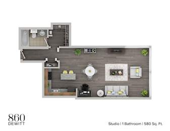 Studio, 1 bath, 570 sqft, $2,100
