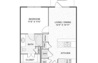 1 bed, 1 bath, 634 sqft, $1,430