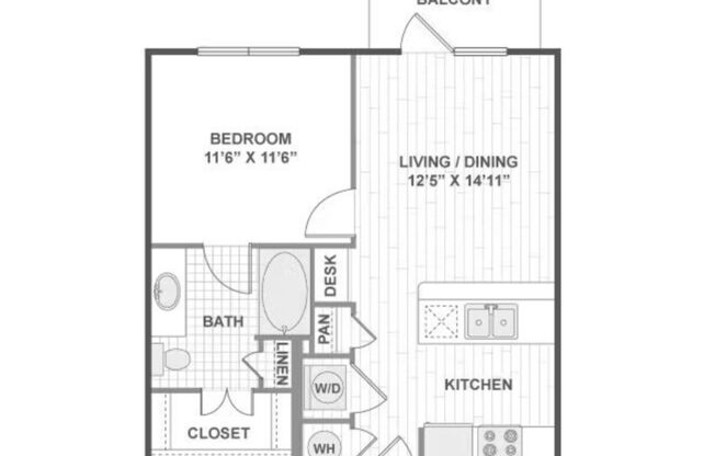 1 bed, 1 bath, 634 sqft, $1,430