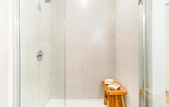 A clean, modern shower with sleek finishes and a calming, spa-inspired feel.