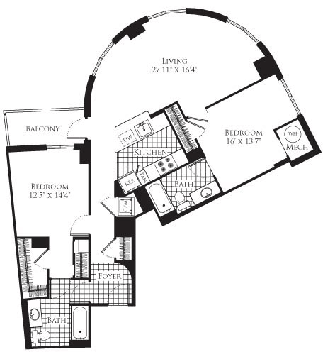 2 beds, 2 baths, 1,172 sqft, $2,733, Unit 1415