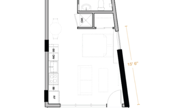 Studio, 1 bath, 468 sqft, $2,249, Unit 412