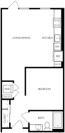 Studio, 1 bath, 614 sqft, $1,619