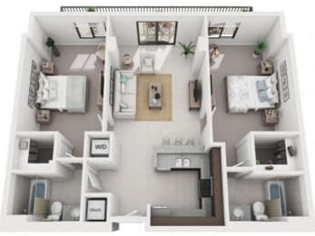 2 beds, 2 baths, 1,040 sqft, $2,700