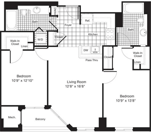 2 beds, 2 baths, 963 sqft, $3,305, Unit 0816