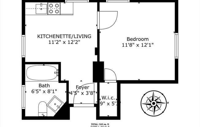 1 bed, 1 bath, 878 sqft, $2,100, Unit 3