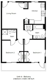 2 beds, 2 baths, 881 sqft, $1,353