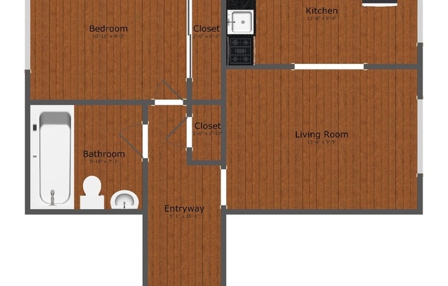 1 bed, 1 bath, 471 sqft, $1,050, Unit B-H