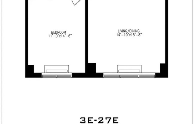 1 bed, 1 bath, $4,400, Unit 21E