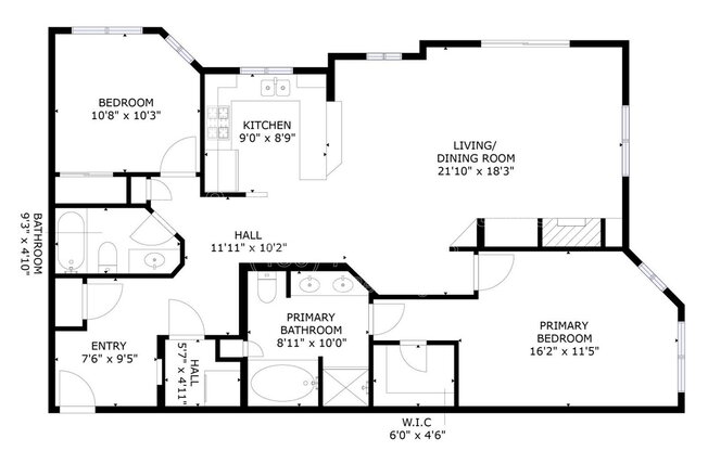 2 beds, 2 baths, 1,299 sqft, $1,895, Unit Unit 1186