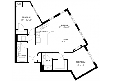2 beds, 2 baths, 1,129 sqft, $2,025