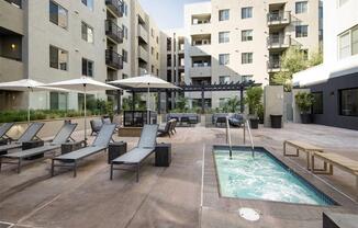 Poolside Relaxing Area at 1724 Highland, Los Angeles, California