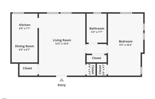 1 bed, 1 bath, $1,345, Unit 007