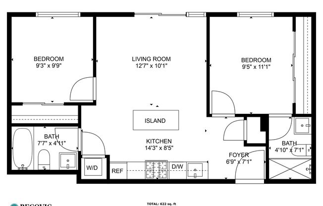 2 beds, 2 baths, 622 sqft, $2,450, Unit 407