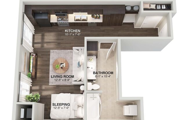 Studio, 1 bath, 567 sqft, $895, Unit Bldg 5 Apt 5320