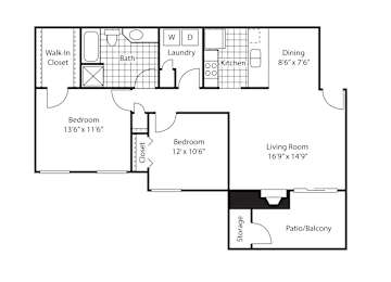 2 beds, 2 baths, 1,120 sqft, $1,540