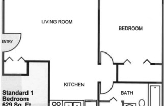 1 bed, 1 bath, 629 sqft, $869