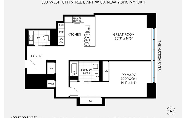 1 bed, 1.5 baths, 1,042 sqft, $16,000, Unit WEST18B