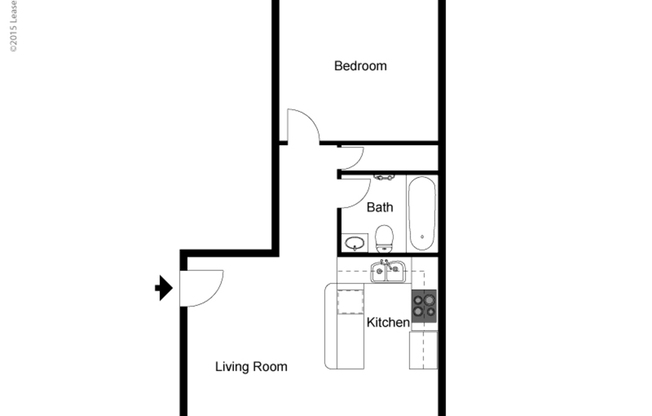 1 bed, 1 bath, 493 sqft, $1,100