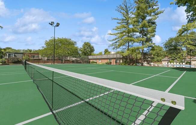 the tennis court is available for tenants to enjoy