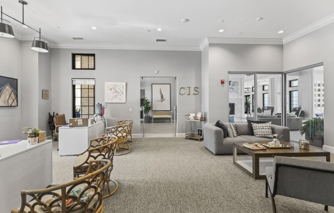 Leasing office with desks and chairs