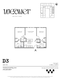 2 beds, 2 baths, 778 sqft, $2,295