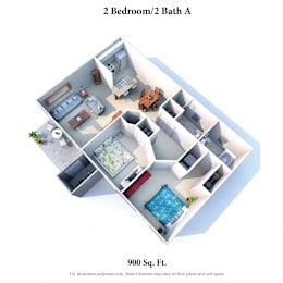 2 beds, 2 baths, 900 sqft, $1,310