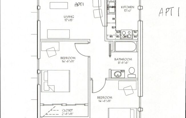 2 beds, 2 baths, 970 sqft, $2,500, Unit Unit 1