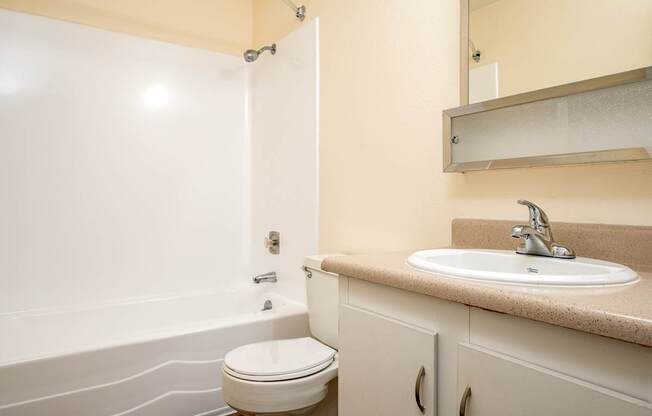 A white toilet sits next to a sink in a bathroom.
