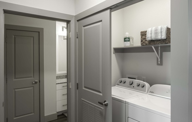 In-home, full-size washer and dryer is included in every apartment.