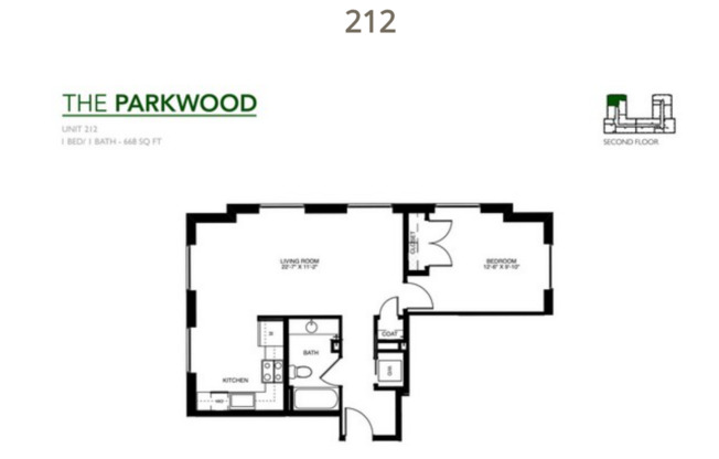 1 bed, 1 bath, 668 sqft, $1,450, Unit 212