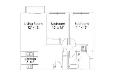 2 beds, 1 bath, 957 sqft, $1,230