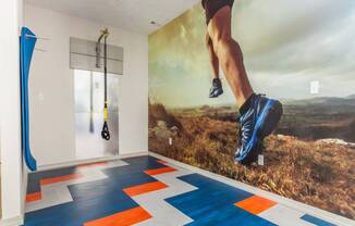 Fitness Center With Yoga/Stretch Area at AYA ABQ, Albuquerque, NM, 87109